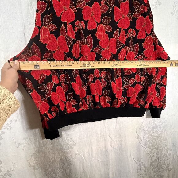Floral Red and Black Women's Sweater - Picture 9 of 11